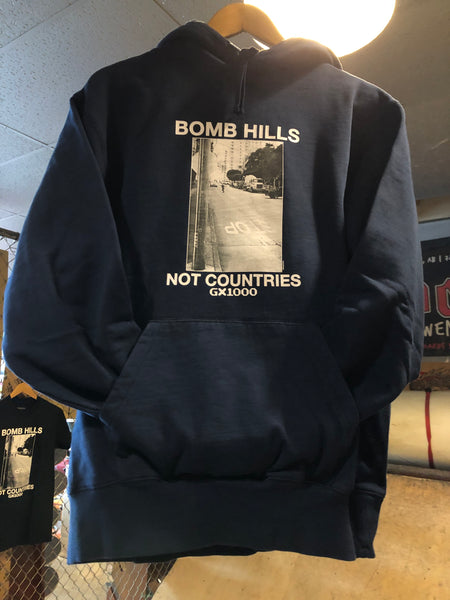 GX1000 HOODIE - BOMB HILLS NOT COUNTRIES -NAVY