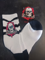 POWELL SOCKS PINK BLACK WHITE