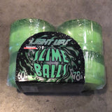 SLIME BALL WHEELS - LIGHT UPS - W/BRONSON BEARINGS - GLITTER GREEN - 60mm 78a